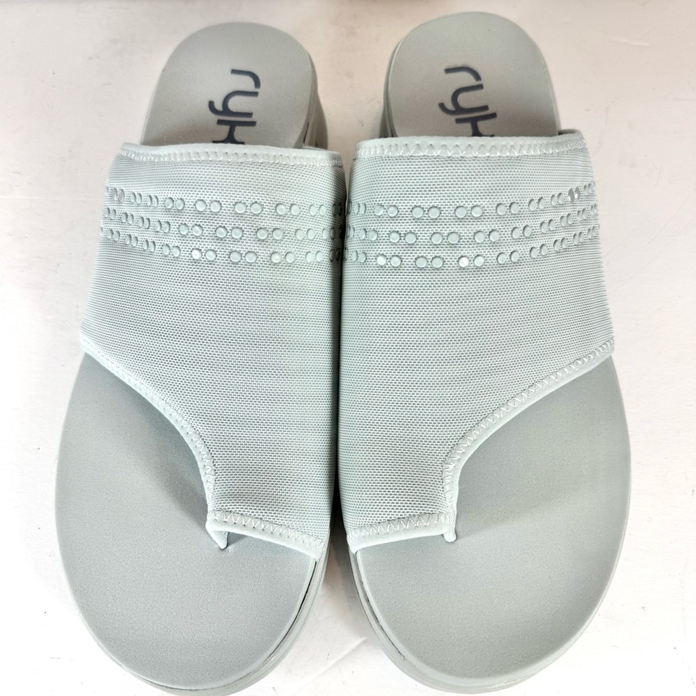 Ryka Elegance Toe Loop Slide Sandal Women's Slide Sandals‎ Size 12W Pearl Blue